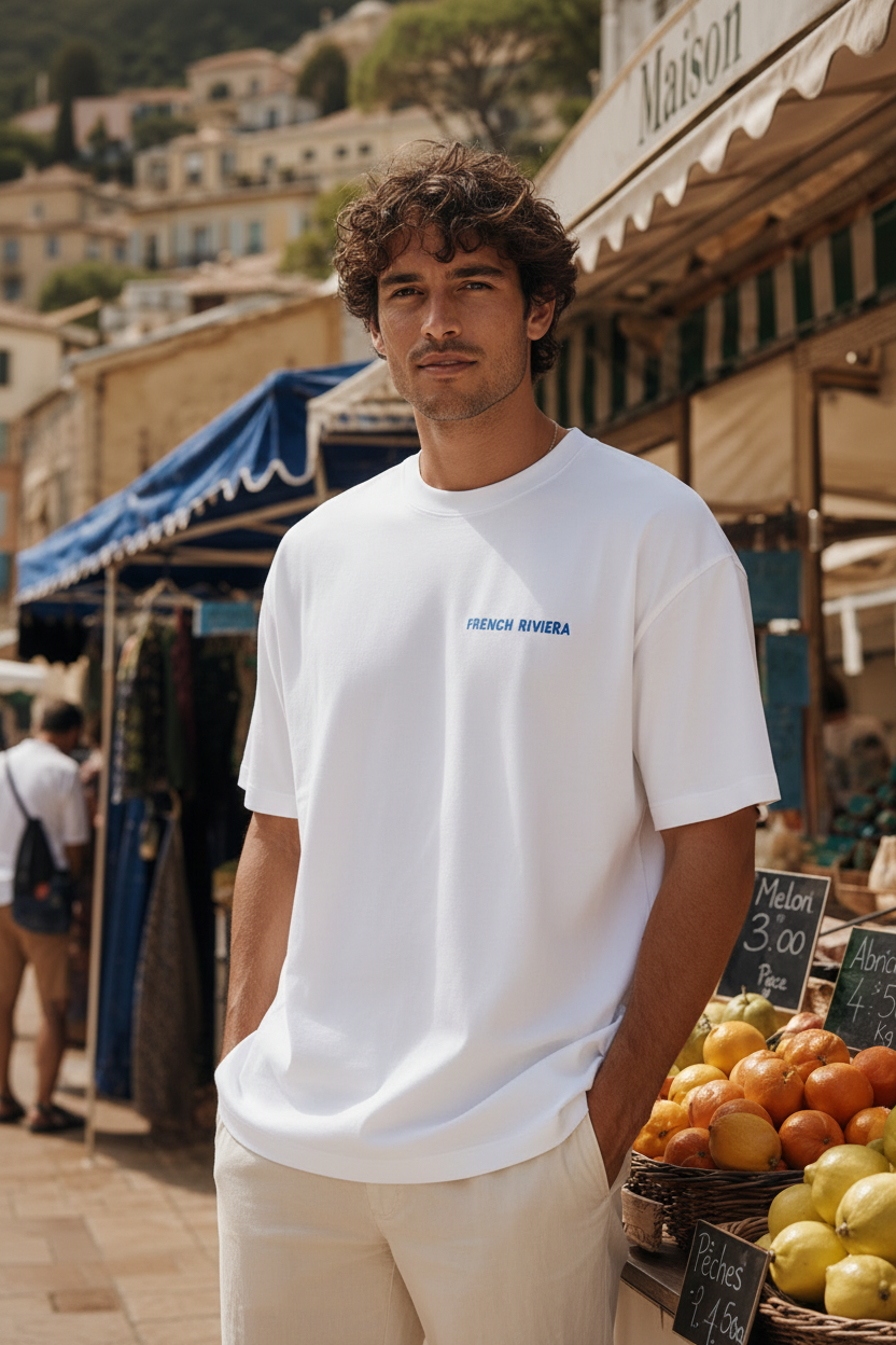 T-shirt Oversize French Riviera – Blanc - Pre-order