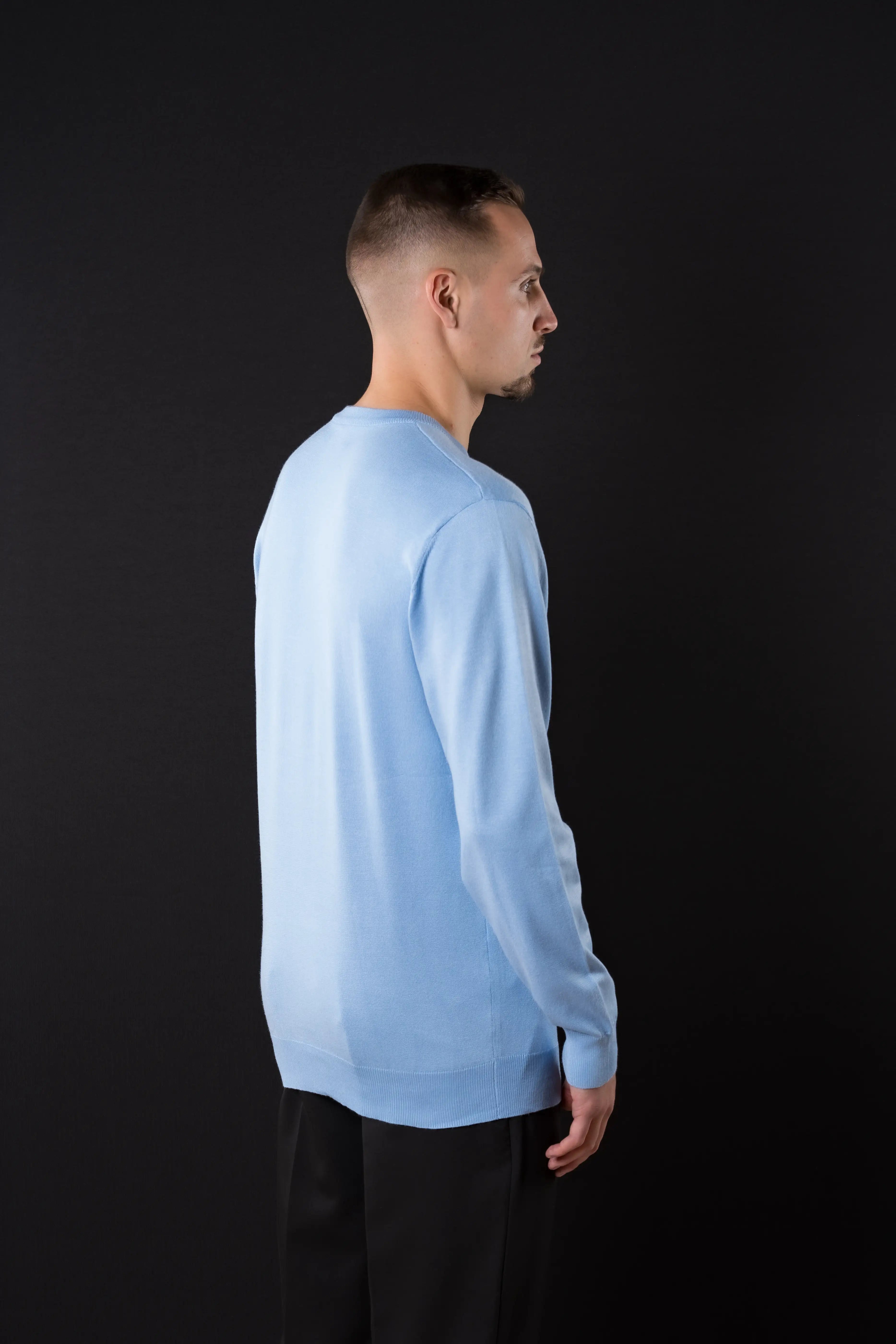 Pull col rond - Bleue Clair