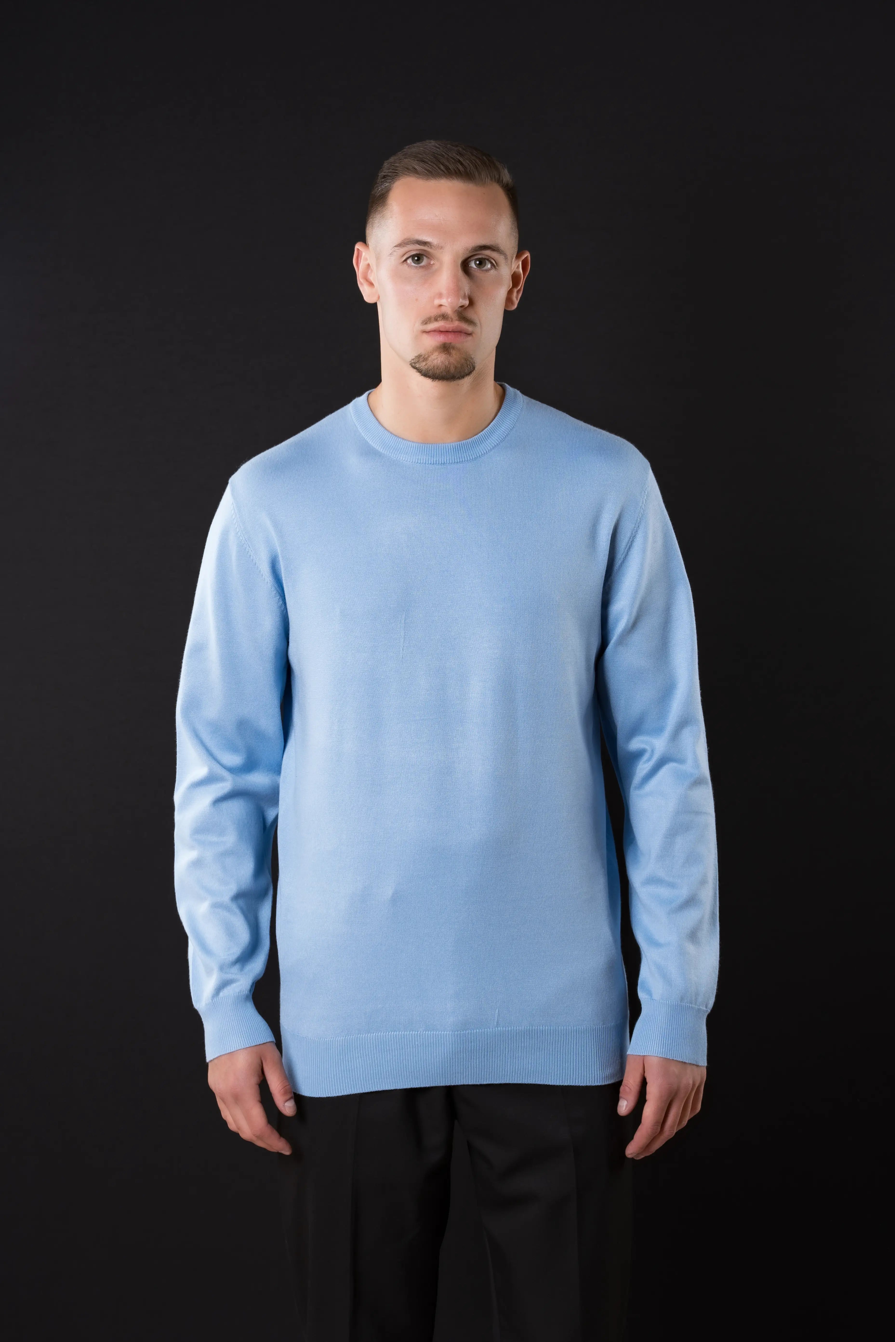 Pull col rond - Bleue Clair